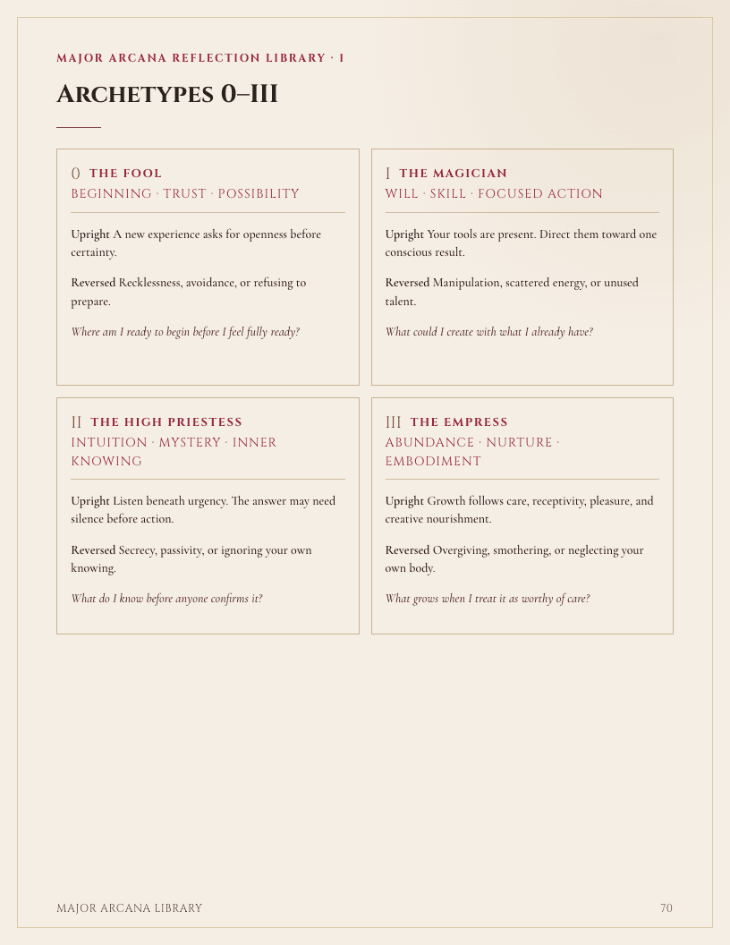 Preview of page 70 from the tarot guide
