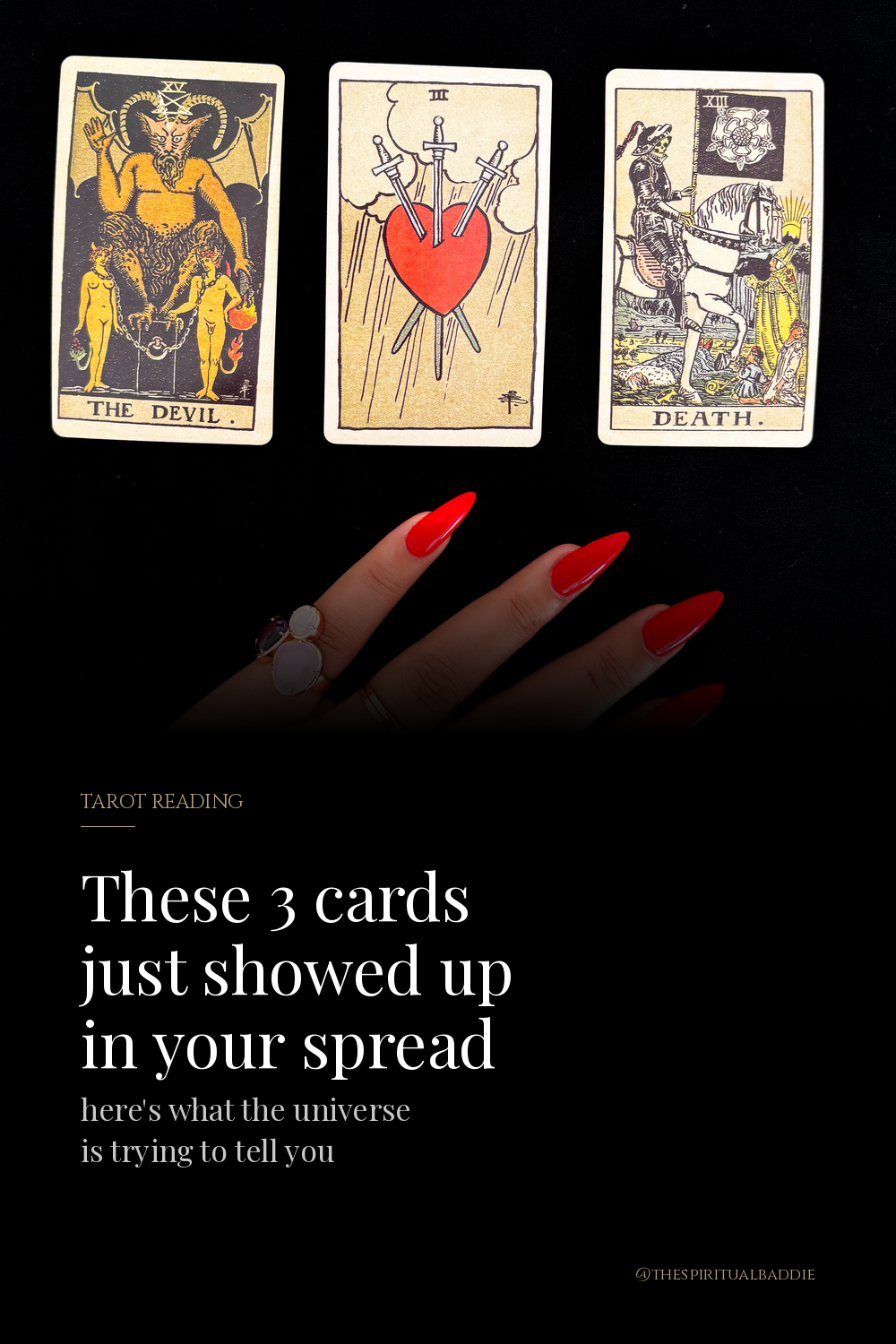 The Devil, Three of Swords and Death tarot combination meaning